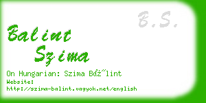 balint szima business card